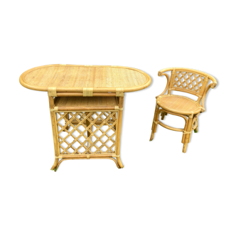 Wicker table and chair