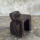 Stool, tabouret or low Japanese-style armchair in brutalist monoxyle radica.