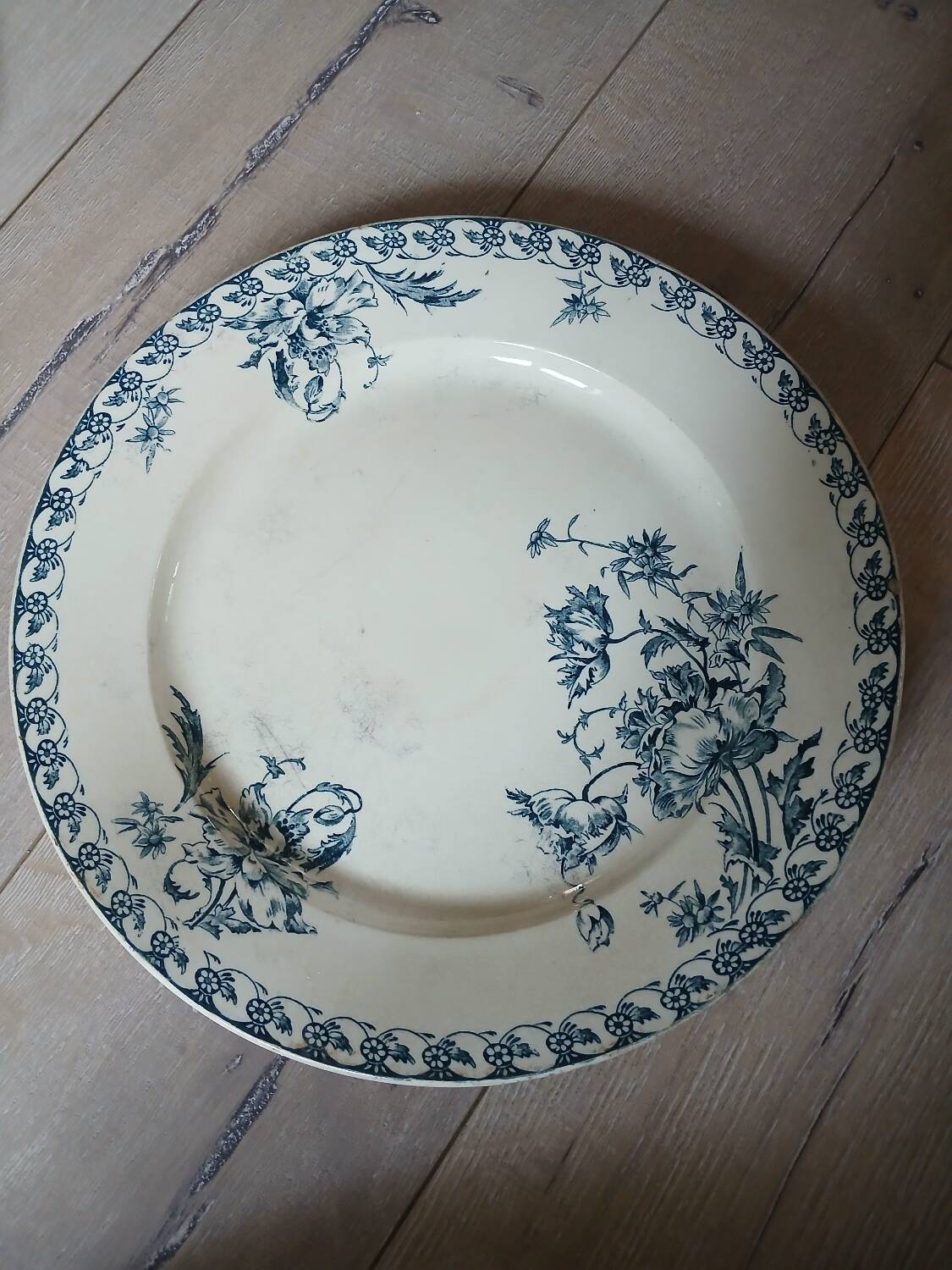 Large antique ironstone dish