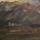 Antique Italian signed mountain landscape painting from 19th century