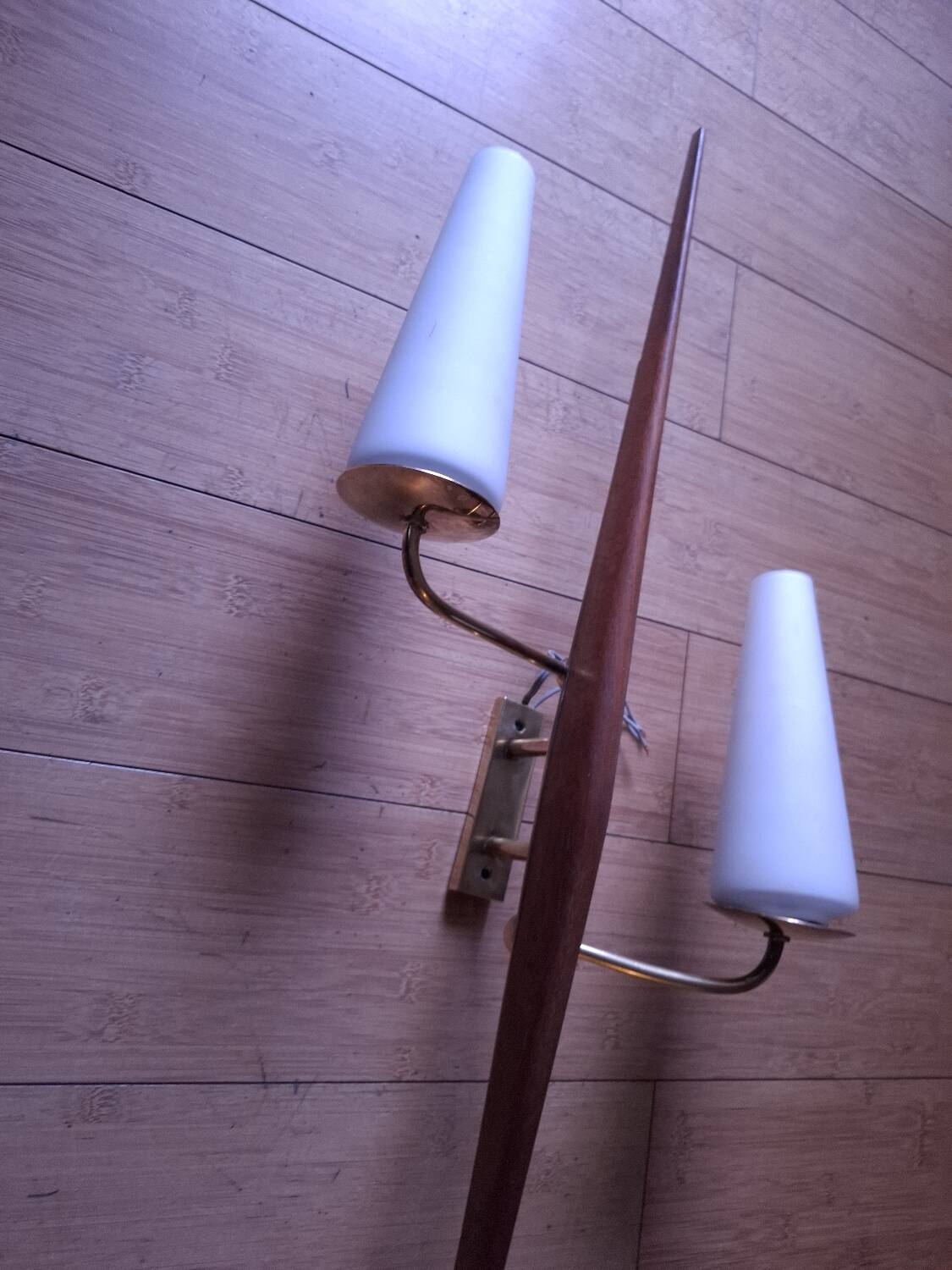 60's teak wall light from Maison Lunel