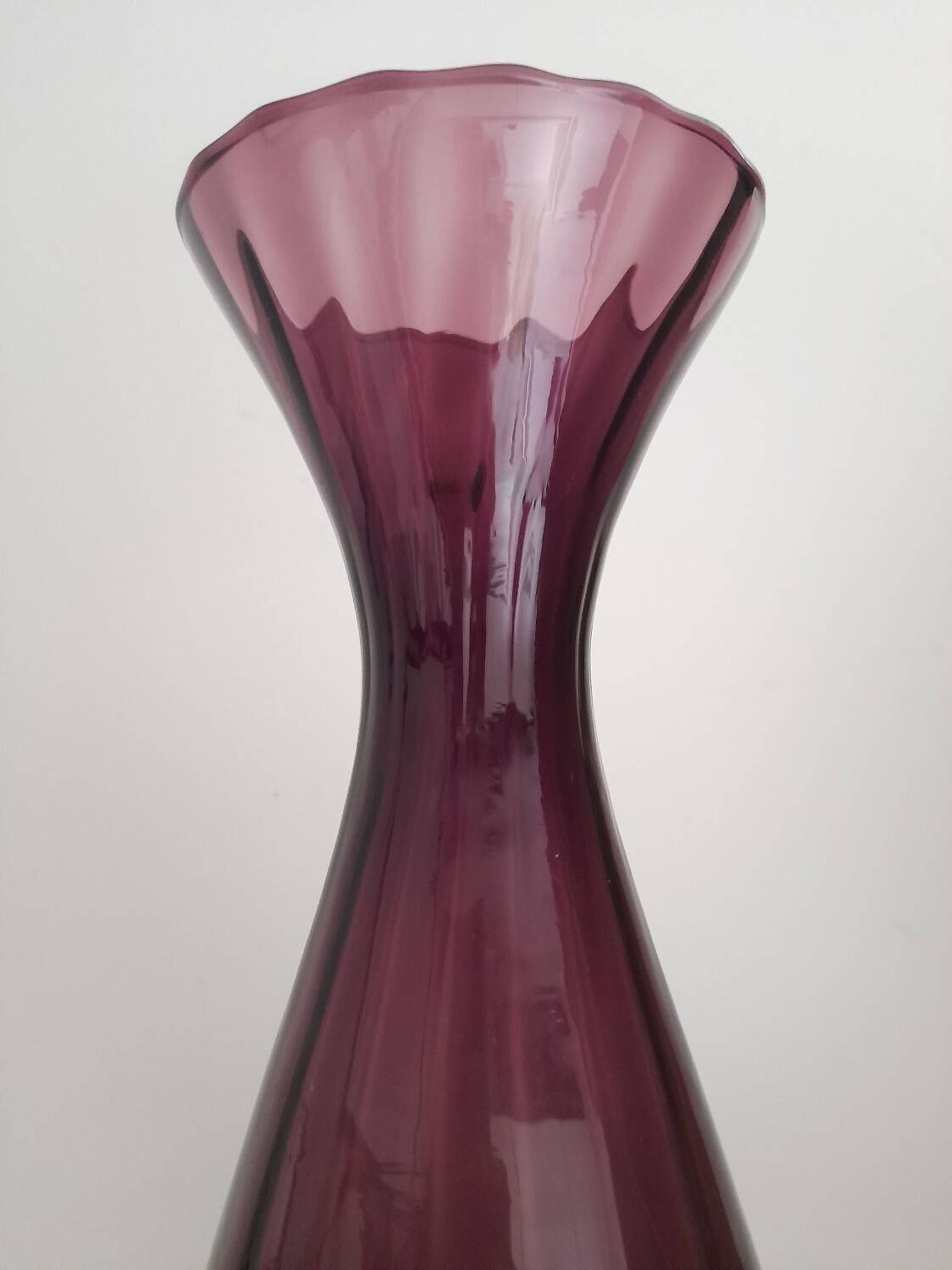 Grand vase en verre artisanal italien Empoli