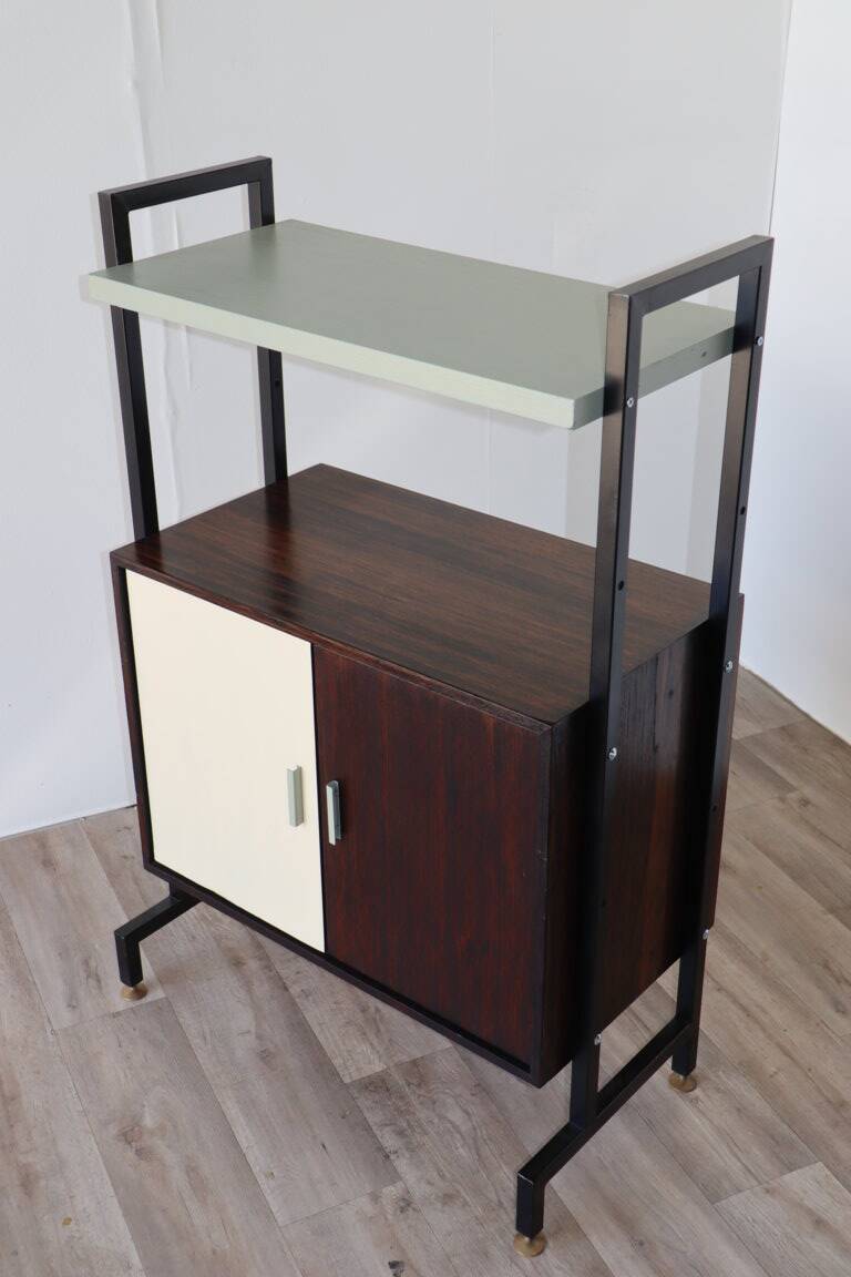 Bibliothèque vintage modulable en bois et métal, 1960