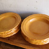 12 assiettes anciennes ravel aubagne jaune en terre cuite