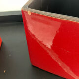 Duo cache pots vintage cubes en céramique émaillée