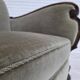 1950s, Danish relax armchair, furniture velour, carved oak wood.