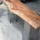 Walnut console with steel legs