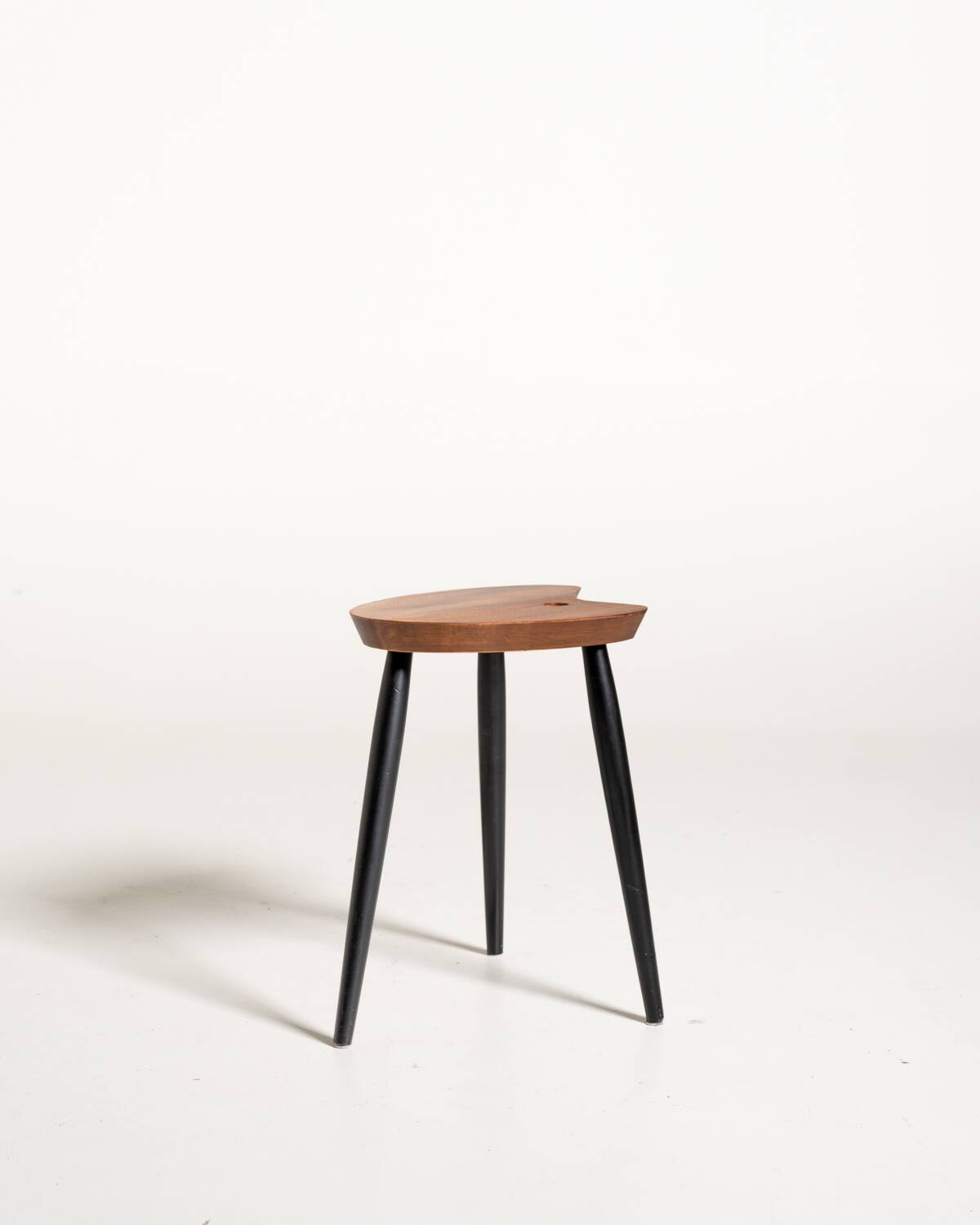 Palette-Shaped Teak Stool, Scandinavia, 1950s