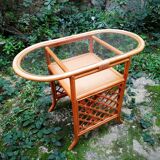 Table en verre et rotin