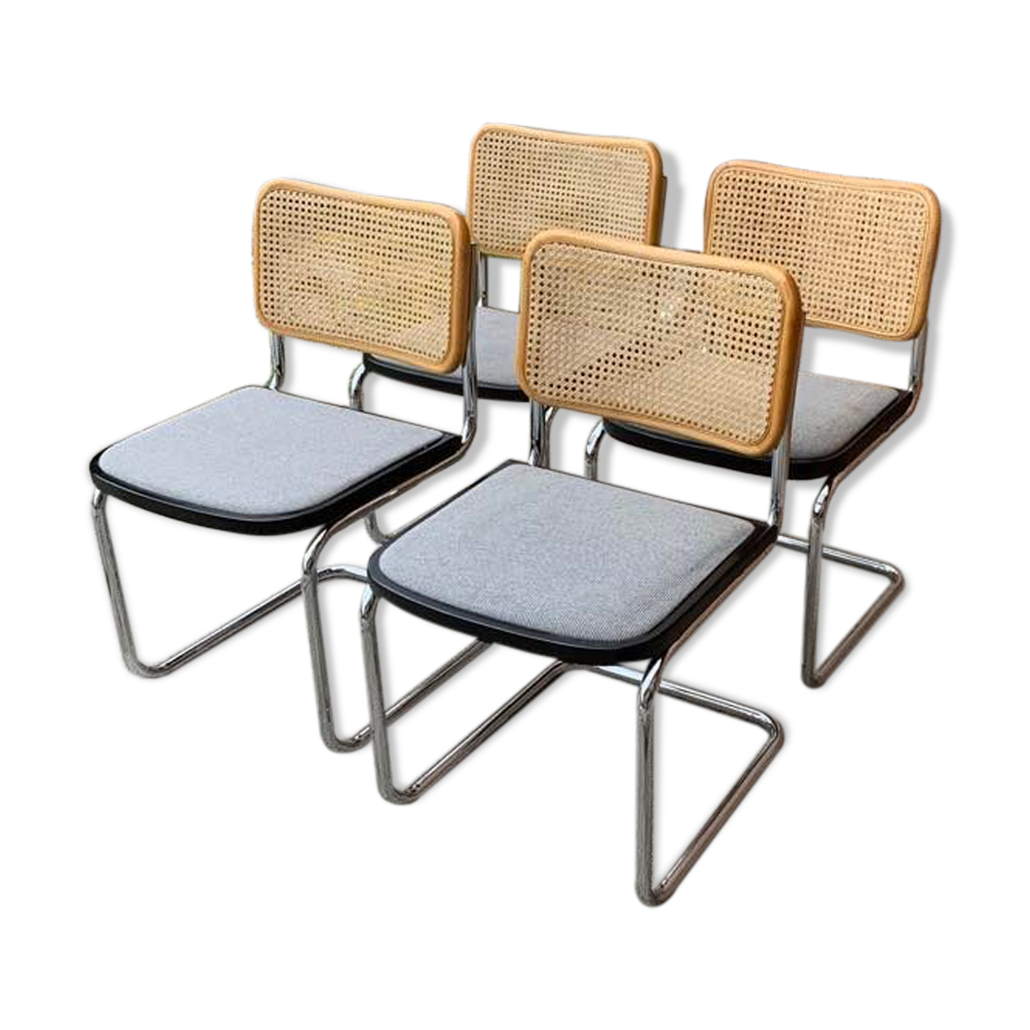 Mid-Century Modern Italian Marcel Breuer B32 Cesca Chair, 70s set of 4