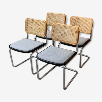 4 chaises italiennnes cesca B32 de Marcel Breuer, 70s