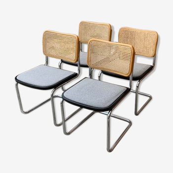 Mid-Century Modern Italian Marcel Breuer B32 Cesca Chair, 70s set of 4