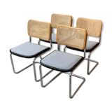Mid-Century Modern Italian Marcel Breuer B32 Cesca Chair, 70s set of 4
