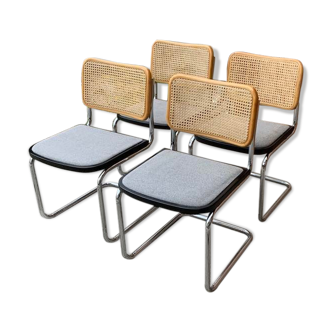 Mid-Century Modern Italian Marcel Breuer B32 Cesca Chair, 70s set of 4