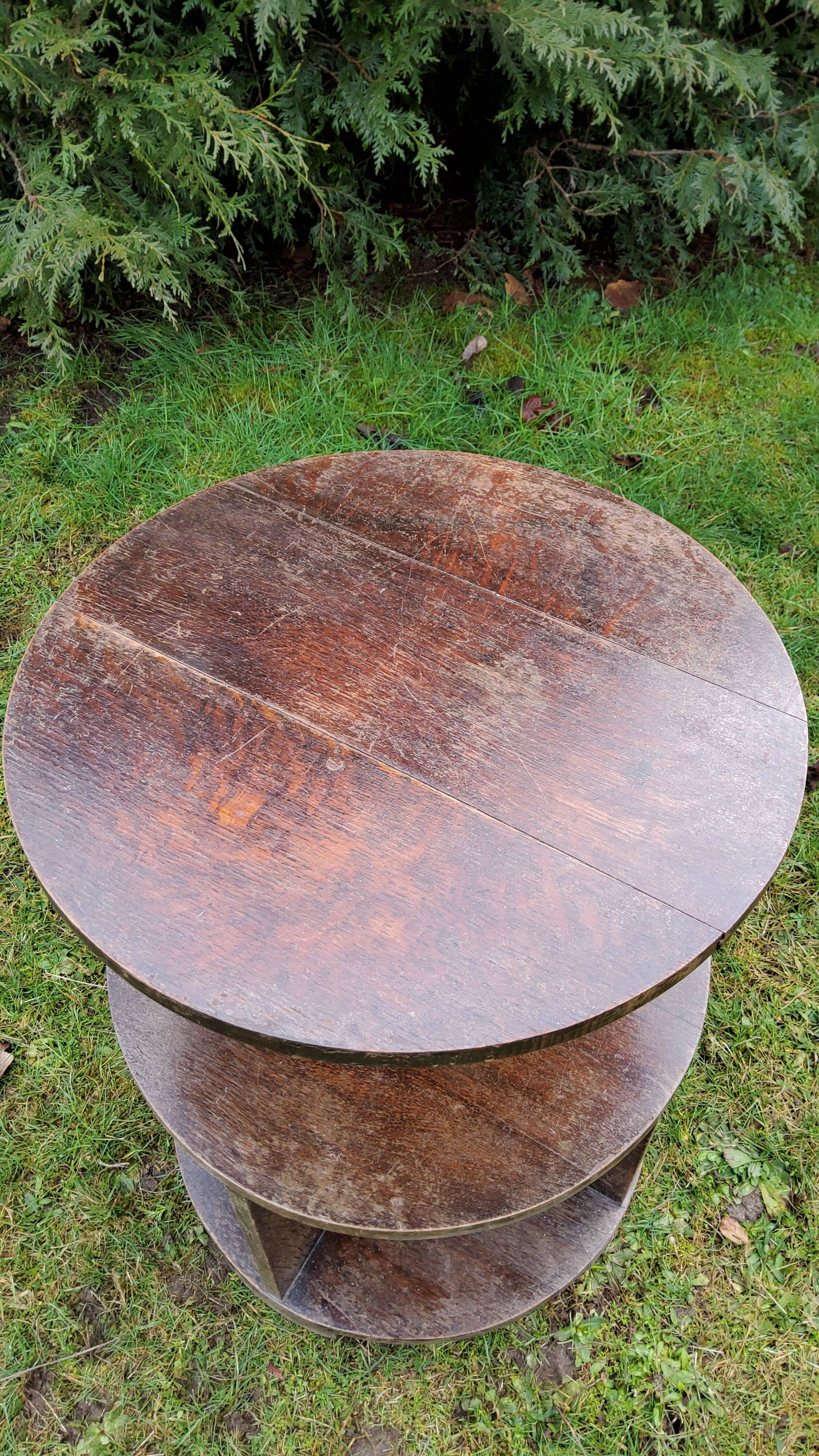 Gueridon art deco library 1930 in oak