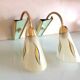 Paire d'appliques  en laiton et verre cornet / vintage années 50-60