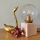 Vintage glass globe table lamp and wooden foot
