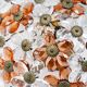 Ceiling light with transparent and peach flowers.