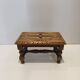 Small vintage carved solid wood footrest bench