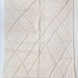 Moroccan Berber carpet blessed ouarain ecru plain with engraved diamonds 302x210cm