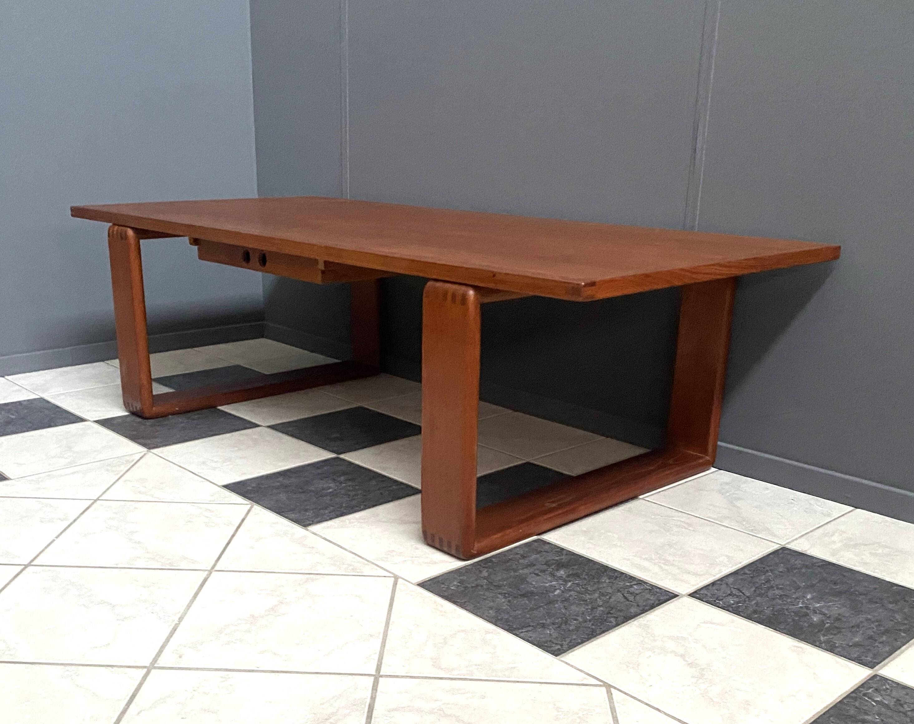 Large Teak coffee table with serving tray 1970s EMC Mobler Denmark