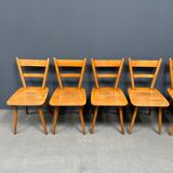 Set of eight german stick chairs from the 1950