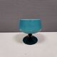 Vintage turquoise glass pedestal bowl Carlo Moretti Italy 1960s