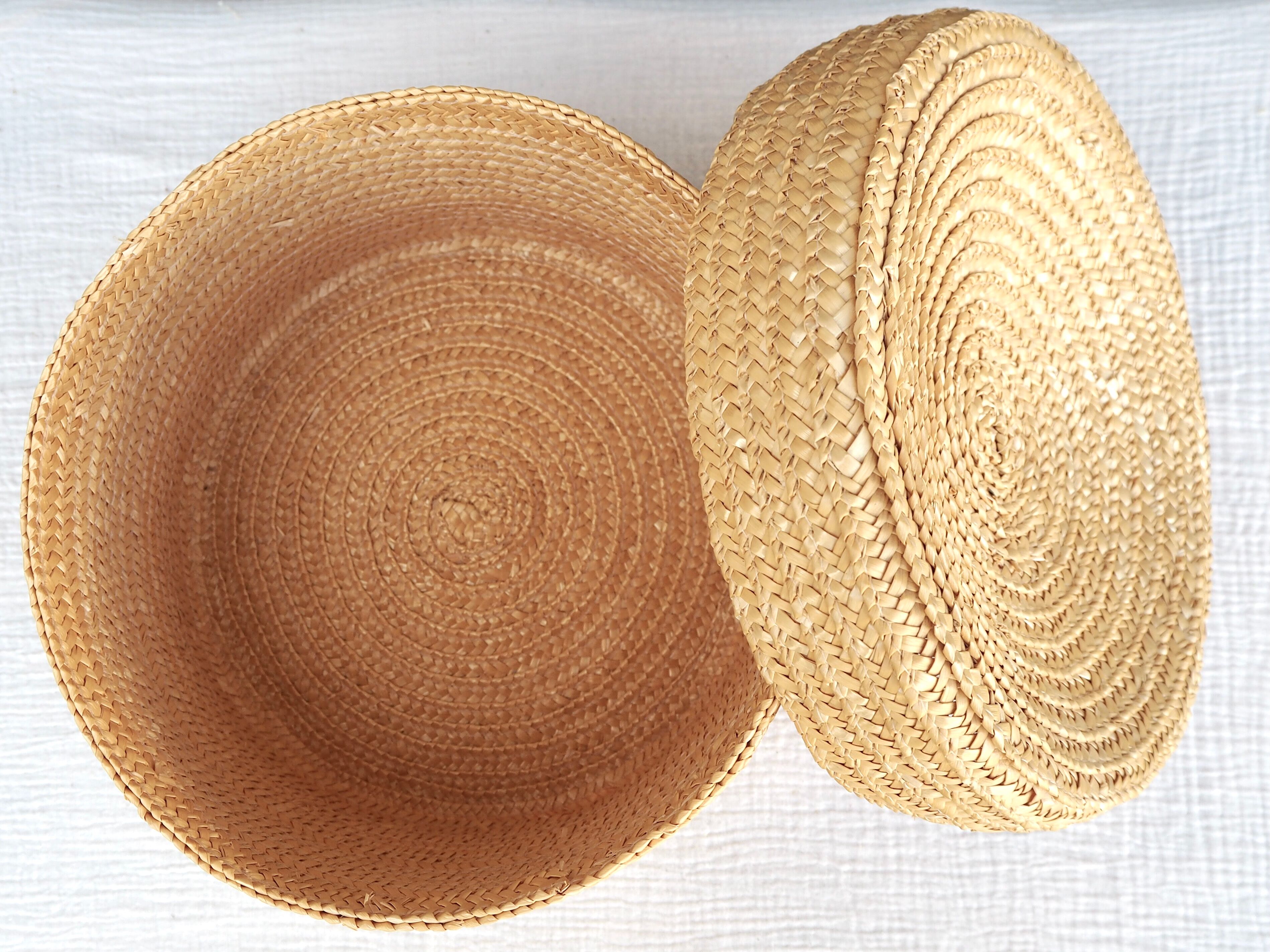 Straw covered basket