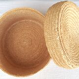 Straw covered basket
