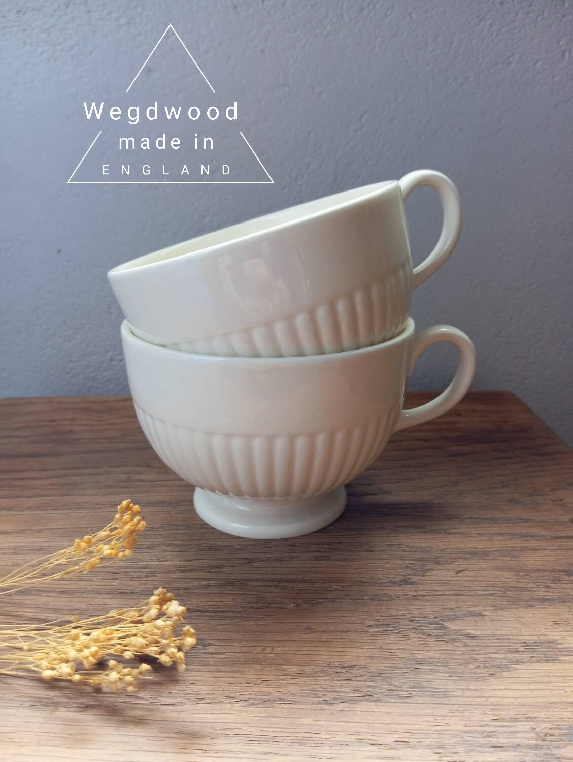 Duo of cream colored lunch cups from Wegdwood - England