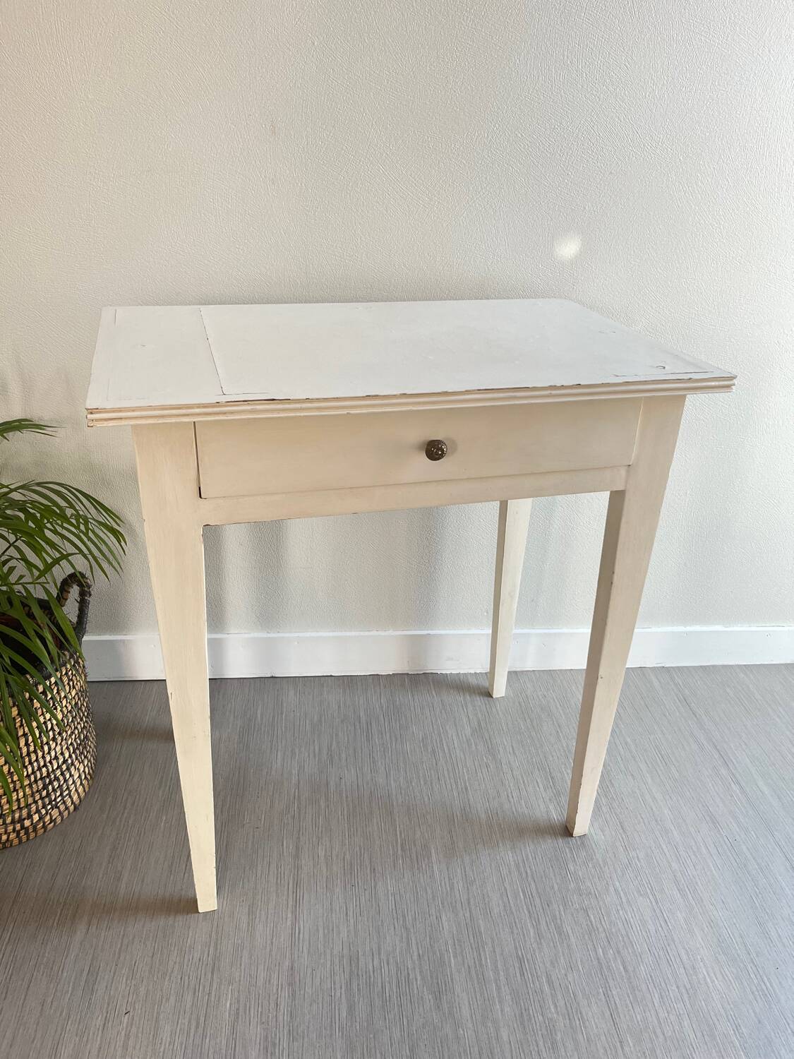 Small patinated wood table / desk / console / side table