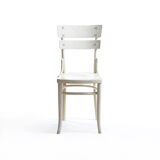 Chaise de mundus en bois blanc avec détails en laiton, années 1940