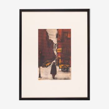 New York Street Scene, Lithographie couleur, 55 x 67 cm