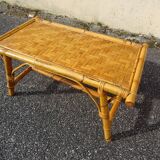 Table basse en rotin vintage an 60
