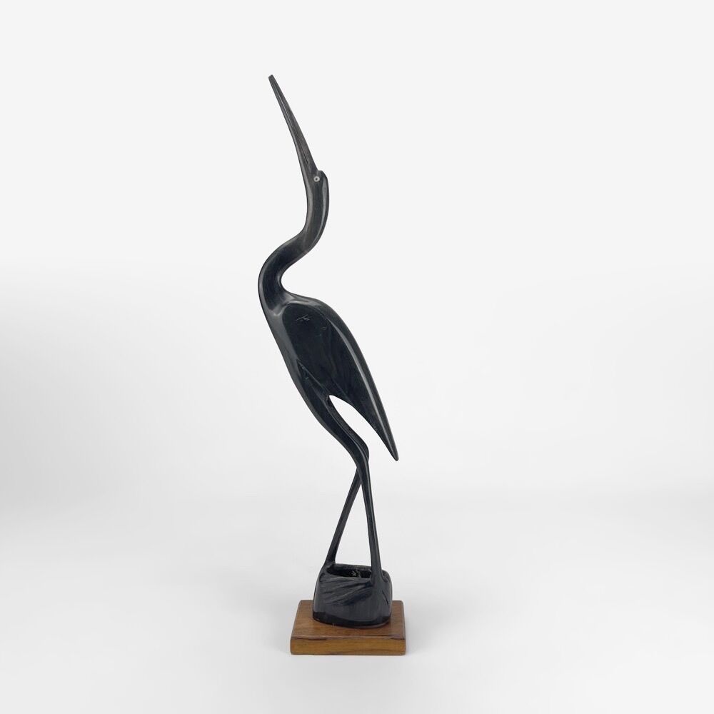Pair of cranes in carved horn design Mid-Century