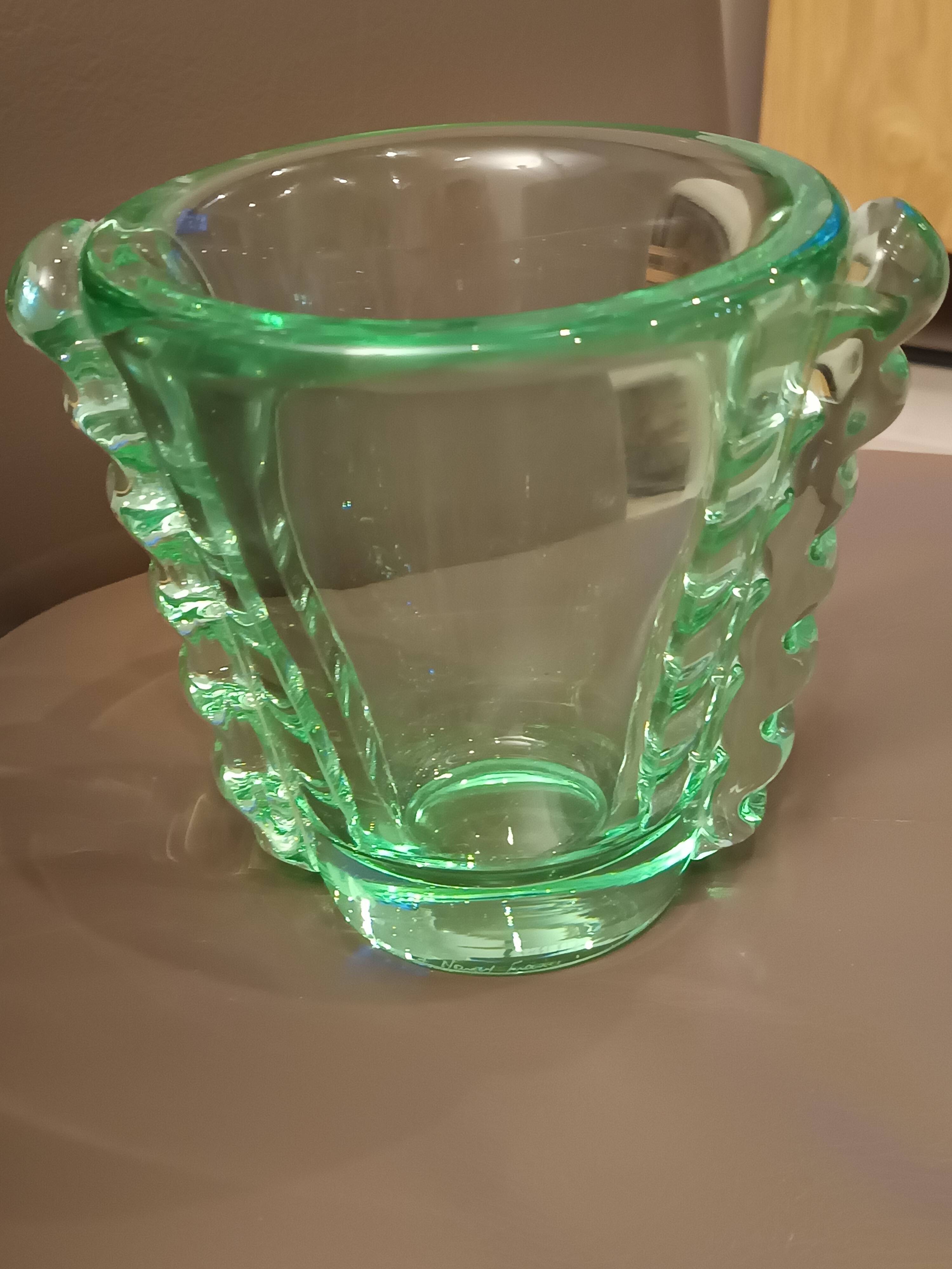 Art Deco vase in emerald green crystal – Daum Nancy France – Circa 1930