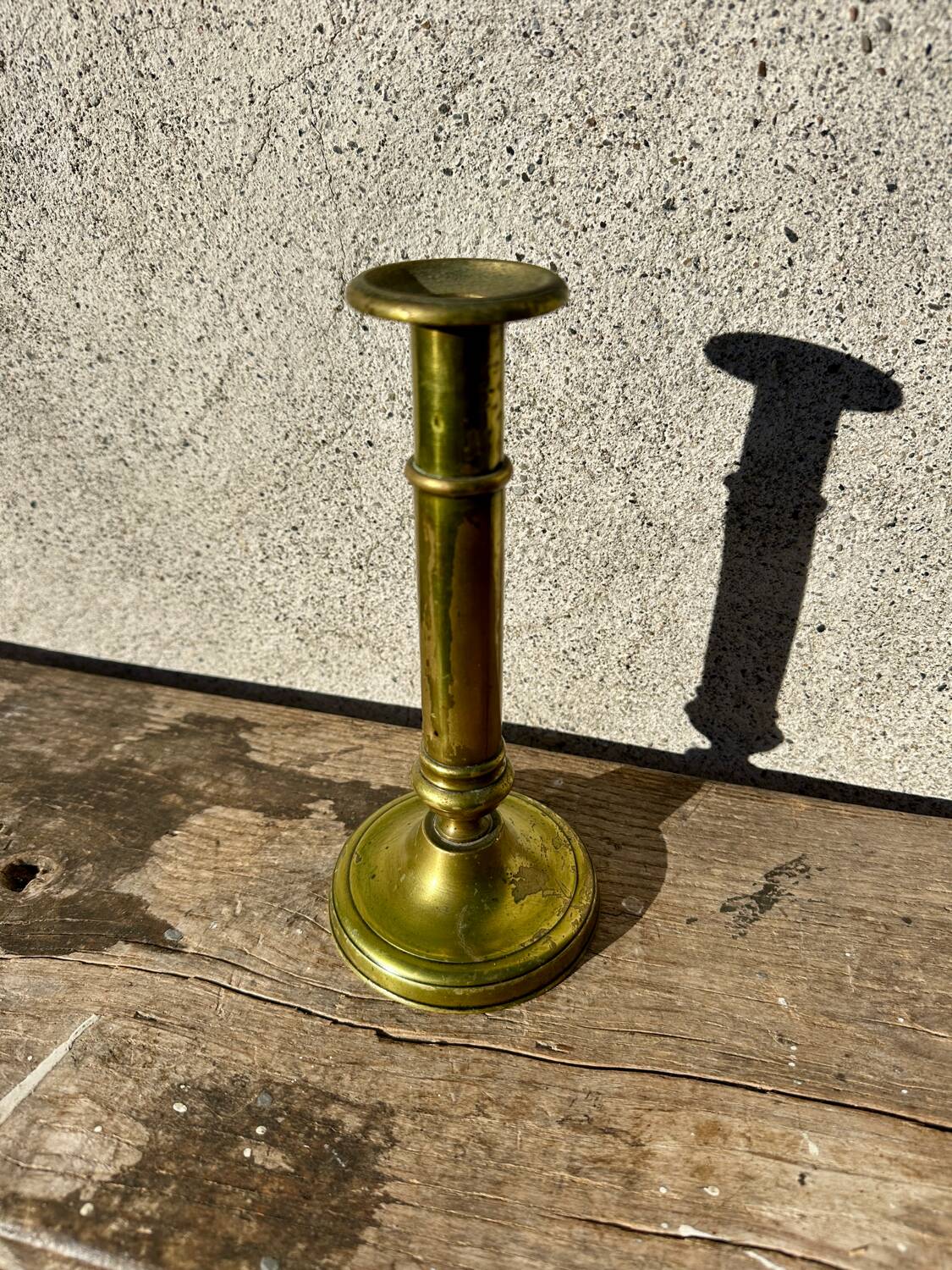 Antique brass candlestick, vintage candle holder