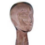 Tête de mannequin en verre fumé vintage