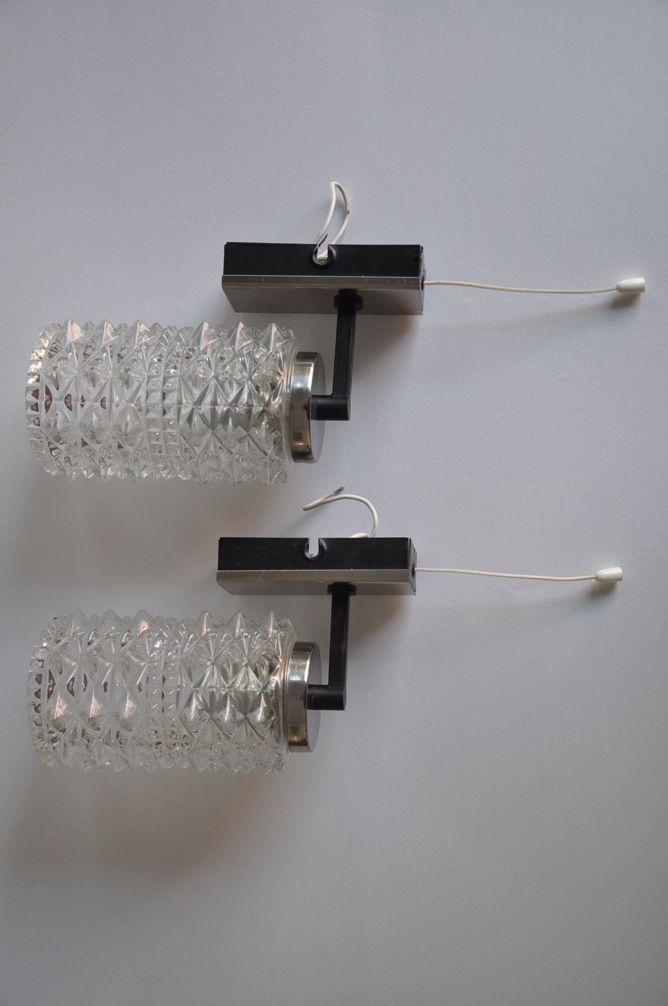 Pair of iron, chromed metal and glass years 50 / 60