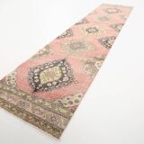3x12 Soft Pastel Pink Turkish Runner Rug, 85x383Cm SK 5659