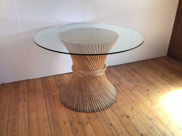 table à manger ronde en rotin