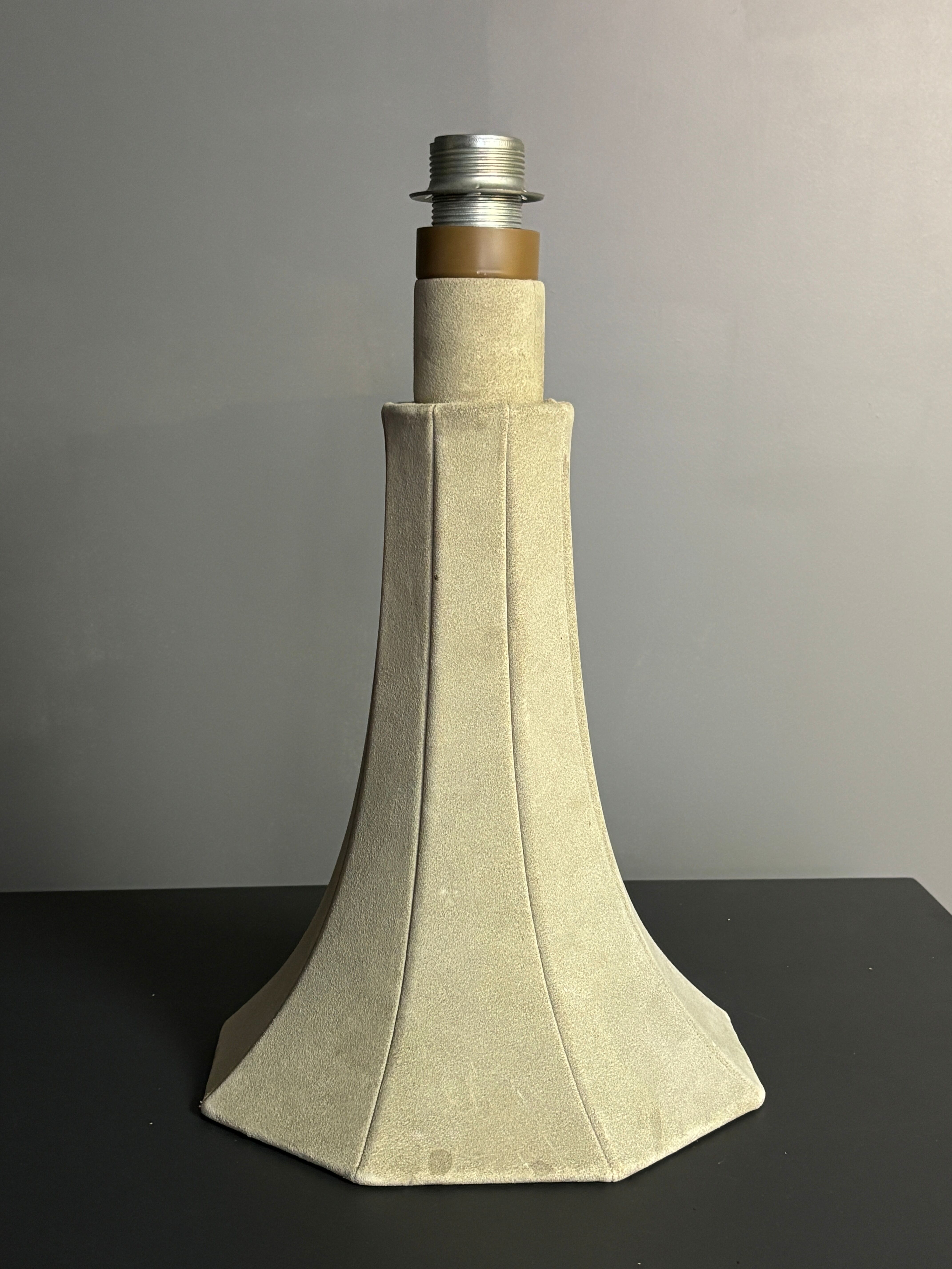 Midcentury suede leather large mushroom table lamp, 1960s-1970s