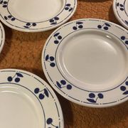 13 plates Longchamp pottery cobalt blue cherries