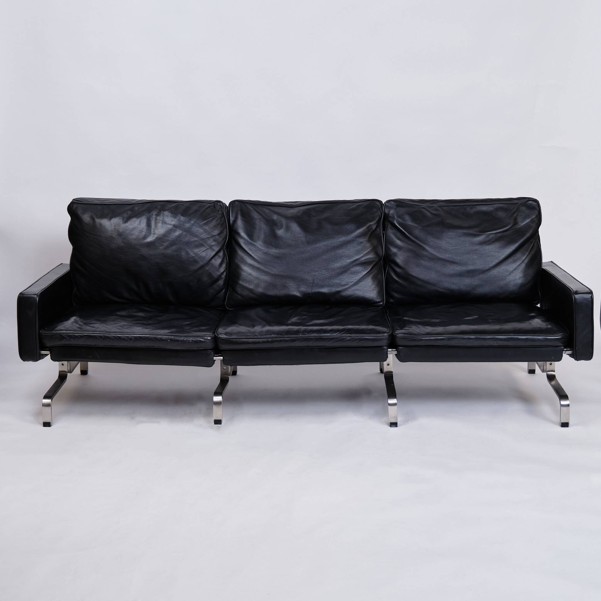 PK31 sofa - 3-seater - black leather - Poul Kjærholm - E. Kold Christensen - 1960s