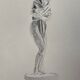 Painting signed watercolor monochrome sepia study statue “la Frileuse de Houdon”