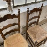 Set of rustic Provençal mulched chairs