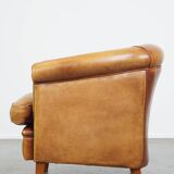 Sheepskin Leather Club Chair with a Warm Color