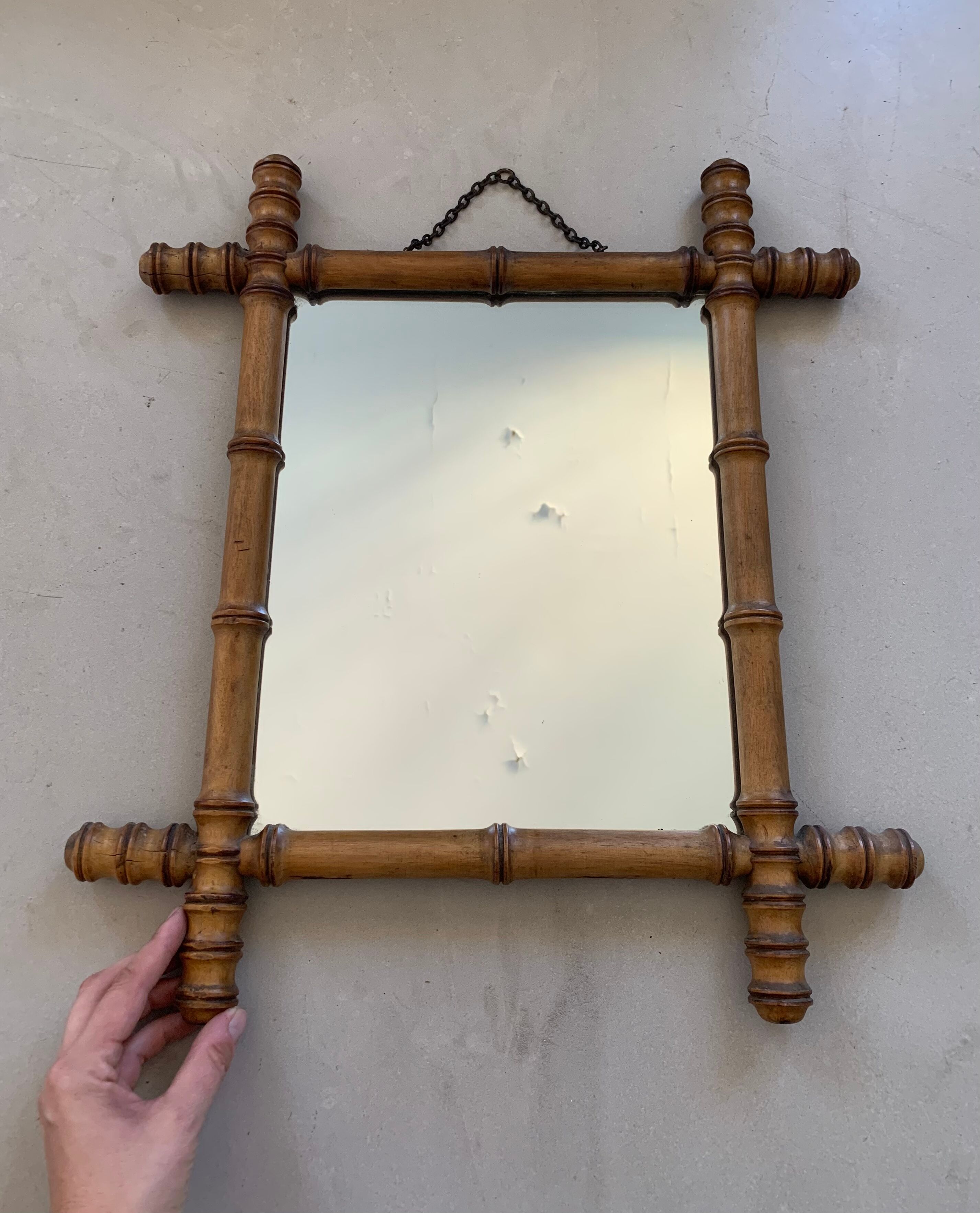 Miroir bambou vintage 44x50cm