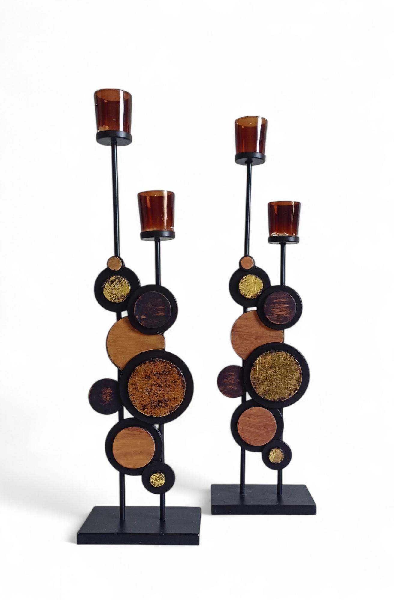 Large Mid-Century Italian Wrought Iron Candelabra, Psychedelic Design, 1970s