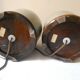 Pair of celadon crackle ceramic lamp bases decorated with flowers.